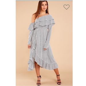 NWT Black Stripe One Shoulder Dress